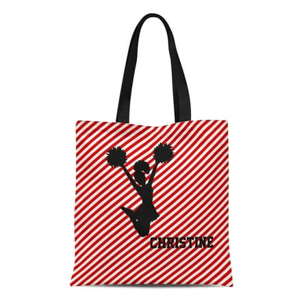 - SIDONKU Canvas Tote Bag Room Red Striped Cheerleader Stripes Patterns Cheer Cheerleading Custom Reusable Handbag Shoulder Grocery Shopping Bags