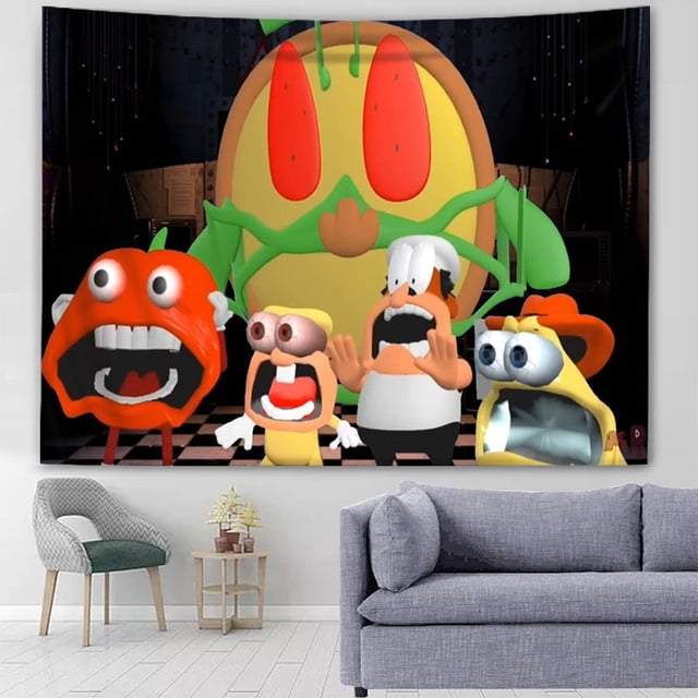 Tapiz para colgar en la pared, diseño de anime, pizzas, torres, 140 x 130 cm