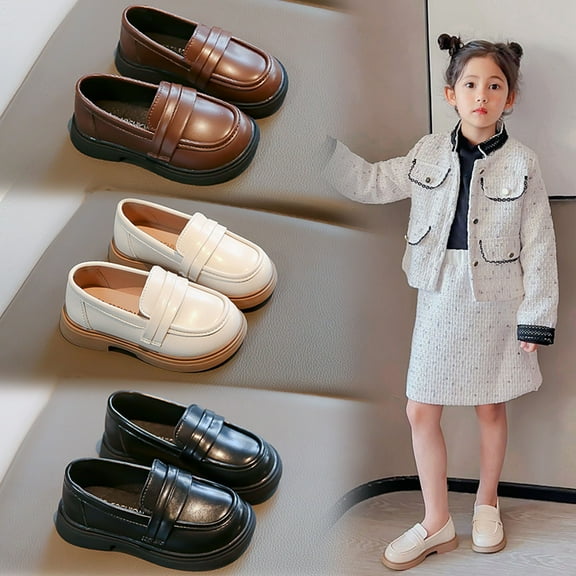 Puntoco Girl's Loafers Slip On Tassel Oxford Shoes Flats Round Toe School Uniform Dress Shoes Winter Snow Boots for Kids Brown 35(35)