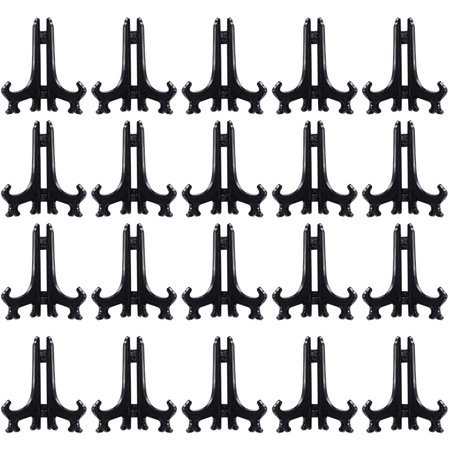 20 PCS 4 Inch Plastic Easels Plate Display Stands Black Little Picture Frame Stand Holder