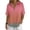 #0197-Hot Pink, variant on Women's Linen Blouse Turtleneck Short Sleeve Solid Color Button Snap V Neck Daily Office Streetwear Fashion Casual Shirt
