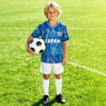 thumbnail image 2 of Kids Soccer Outfits for Boys Girls Japan Team Athletic Short Sleeve T Shirt And Shorts Set For Kids Youth Football Training Casual Summer Outfits 7-8 Years, 2 of 5