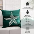 thumbnail image 3 of Nautical Throw Pillow Covers 16x16 Beach Theme Starfish Turtle Pillow Covers Set of 2 Coastal Dark Green Decorative Pillow Case for Living Room Bedroom Couch, 3 of 6