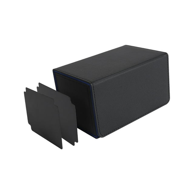 Caja de baraja de cartas coleccionables Kusrkot contenedor duradero para juegos de baraja TCG negro y azul con bandeja para dados