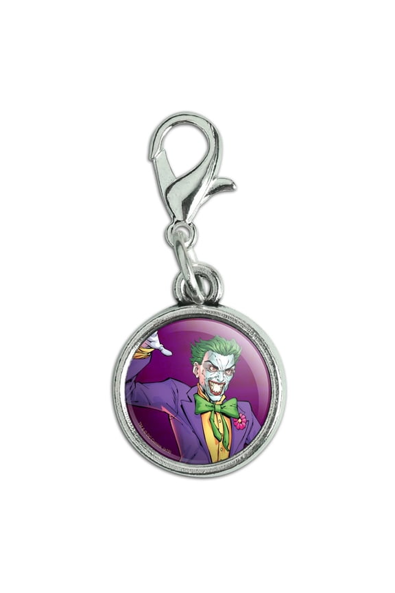Batman Joker Character Antiqued Bracelet Pendant Zipper Pull Charm with Lobster Clasp
