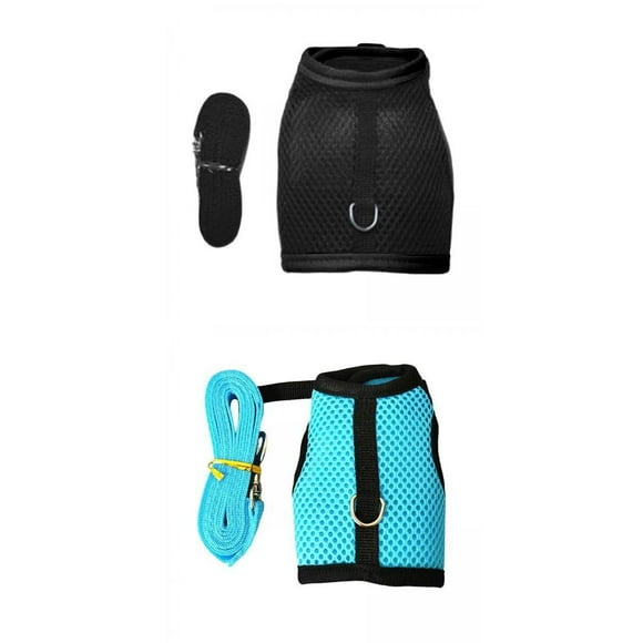 De arneses de conejo suaves, transpirables, ajustables y con correa, para gatos, hurones, , cachorros, cerdos, conejos, animales pequeños Azul negro Fernando Arnés y correa de conejo