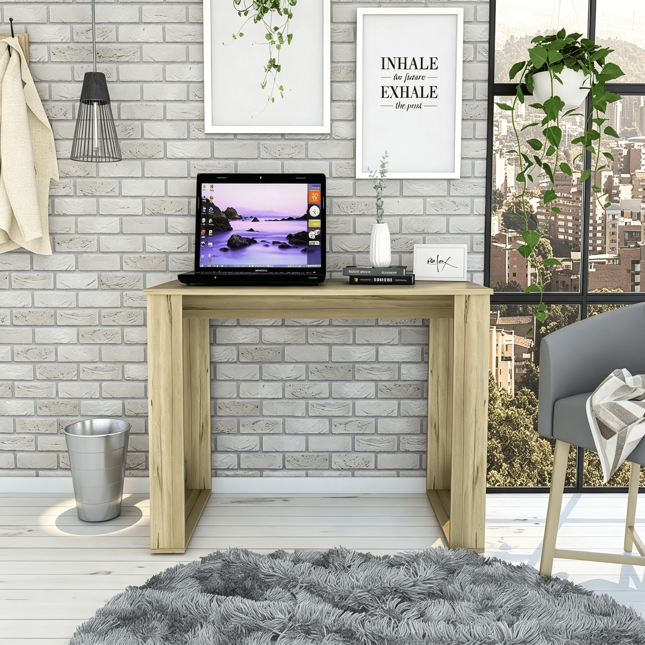 Asteroutdoor Lacey Rectangle Computer Desk Smokey Oak