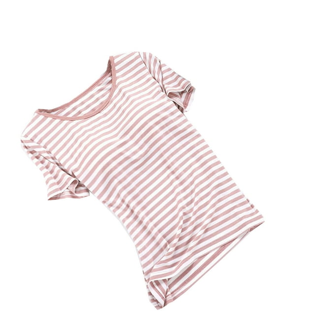 Blouse Femme Unie Décontractée Mode Col Rond Manches Courtes Régulières Hauts de Pyjama