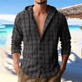 thumbnail image 2 of RUTAYY Men's Shirts Plaid Hooded Long Sleeve Lightweight Casual Button Up Everyday Wear Outdoor Activities Holiday Vibrant Blouse, 2 of 4