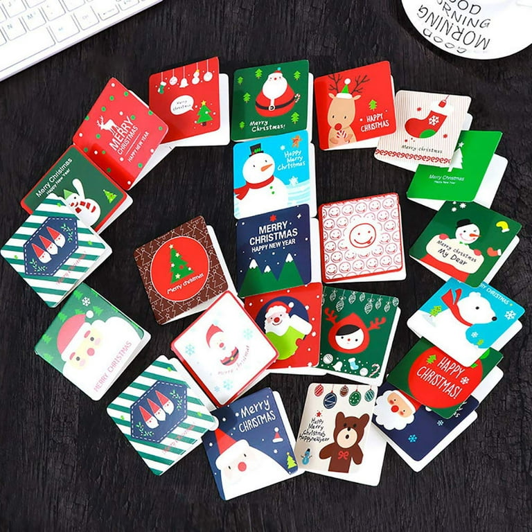 24 Pack Mini Christmas Greeting Cards & Envelopes, Cute Stweety Small Size  3 x 3 Merry Christmas Greeting Cards Festival Color (Pack of 24)