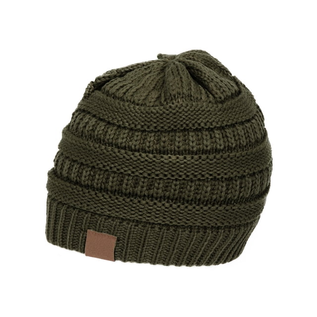 Gravity Threads Knit Soft Stretch Beanie Cap, New Olive