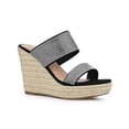 thumbnail image 1 of BLISSFUL STEP Sandales Compensées Espadrilles à Plateforme avec Strass pour Femmes Noir (Taille 5,5), 1 of 7