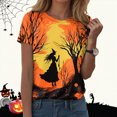 thumbnail image 2 of TOWED22 Halloween Shirts for Women Magical Halloween Shirt Cute Ghost Graphic Tees Spooky Season Casual Short Sleeve Fall Tops(Yellow,M), 2 of 9