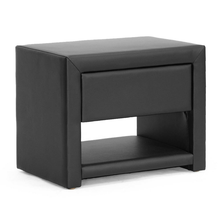 Baxton Studio Massey Black Upholstered Modern Nightstand Baxton Studio Massey Black Upholstered Modern Nightstand