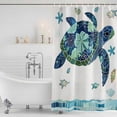 thumbnail image 4 of Blue Teal Coastal Turtle Waterproof Fabric Shower Curtain,Summer Beach Starfish Nautical Waterproof Fabric Shower Curtain for Bathroom Curtains Bathtubs Shower Curtains with 12 Hooks Extra Long 72x96, 4 of 8