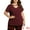 Burgundy, variant on Women's Plus Size Basic Top Short Sleeve Metal Chain Front T-Shirts 3X White