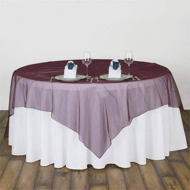 Efavormart Burgundy Organza Square Tablecloth Overlay 90x90" Square