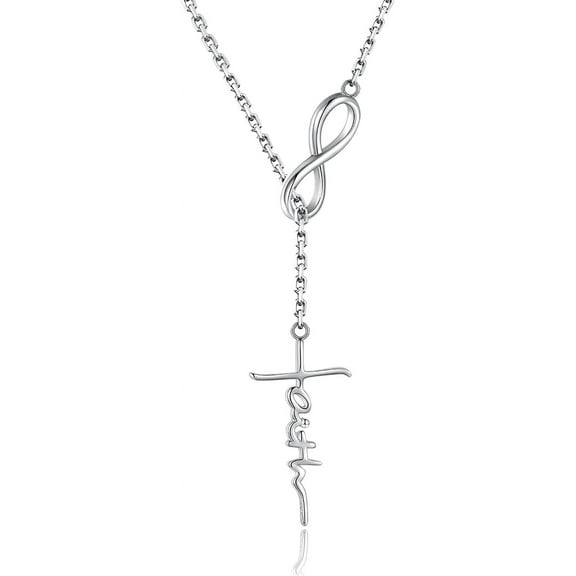 925 Sterling Silver Faith Hope Love Cross Pendant Necklace For Women Christian Birthday Christmas Jewelry Gift[o192]