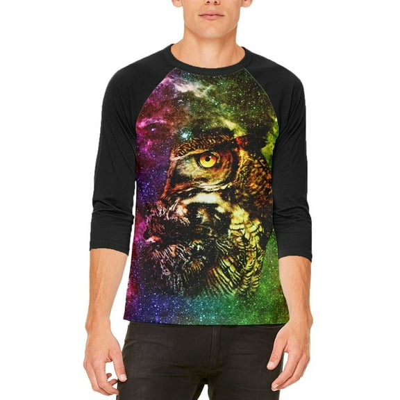 Zen Galaxy Owl Of Wisdom Mens Raglan T Shirt