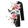 thumbnail image 4 of Sokhug Womens 3/4 Sleeve Dressy Shirts Casual Round Neck Floral Printed Holiday Tops Ladies Fashion Oversized Blouse, 4 of 5