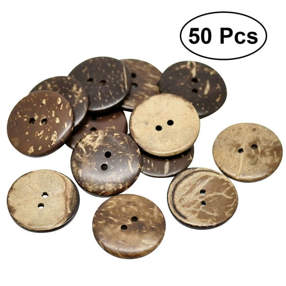 50PCS 15MM Round Sag 2 Holes Pattern Decorative Coconut Shell Buttons for Sewing Scrapbooking and Crafts