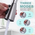 thumbnail image 3 of Wowow Kitchen Faucet Head Replacement Brushed Nickel, 3 Function Pull Out Spray Nozzle with 9 Adapters for Kitchen Sink Faucet，US Standard for Moen Kohler Delta Faucets G1/2 Male Connector, 3 of 6