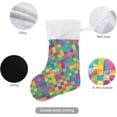 thumbnail image 3 of Coolnut 1 Pack Christmas Stockings 17.7 Inches Colourful Square Pixels Mosaic Tiles Large Size Xmas Cable Stocking Gifts & Decorations for Family Holiday Xmas Party, 3 of 6