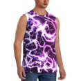 thumbnail image 2 of Bingfone Blue Lightning Pattern Men's Tank Tops Workout Sleeveless Tee Shirts Running Beach Tanks for Men-Medium, 2 of 4