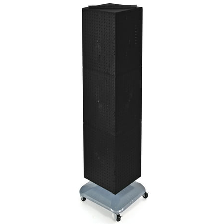 

Azar Displays 701465-BLK Black Four-Sided Pegboard Tower Floor Display on Revolving Wheeled Base. Spinner Rack Stand. Panel Size: 14 W x 60 H
