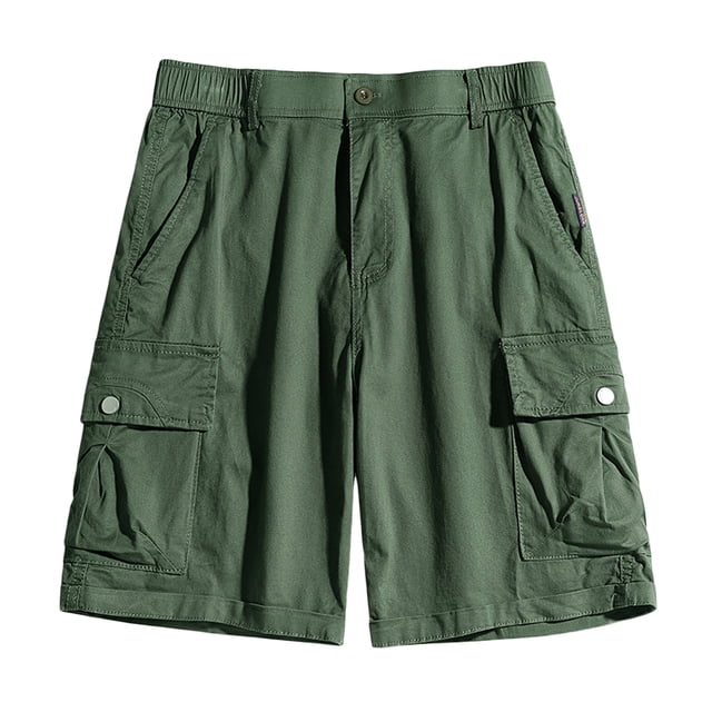 pstuiky Pantalones cortos de gimnasio para hombre, Pantalones cortos cargo para hombre, para correr, con múltiples bolsillos, cintura elástica, de algodón, para senderismo.