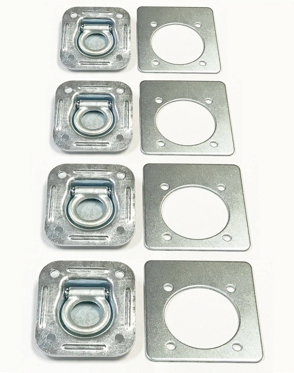 (4) Recessed D-Rings with Backing Plates & Mounting Hardware Trailer RV Flush Mount Tiedown- 27042