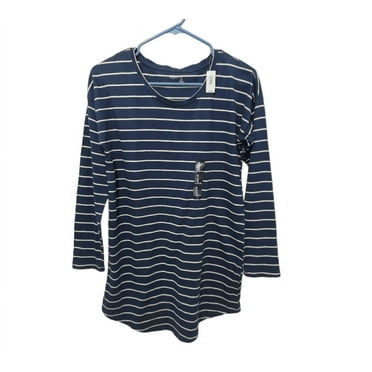 GAP Body Ladies Size S Navy Blue & White Striped Nightgown Sleep Shirt