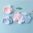 thumbnail image 4 of Baby Socks Cotton Infant Solid Color Socks Four Sets Of Two Pairs Of Baby Socks + Two Pairs Of Baby Anti-Grab Gloves, 4 of 6