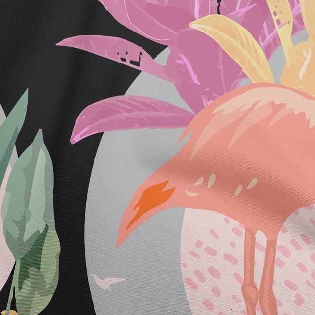 oneOone Viscose Chiffon White Fabric Tropical Abstract With Flamingo Craft Projects Decor Fabric Printed By The Yard 42 Inch Wide