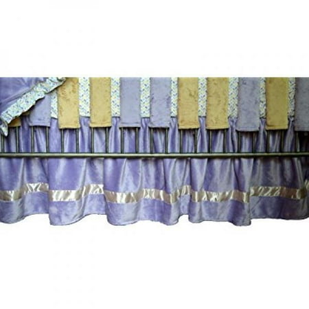 Go Mama Go Designs Lavender & Latte Minky Dust Ruffle with Love Petal Ruffle Trim