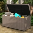 thumbnail image 2 of Dextrus 260 Gallon Outdoor Storage Deck Box, Large Wicker Patio Box for Outdoor Pillows, Garden Tools and Pool Supplies, Waterproof and Lockable - Brown, 2 of 11