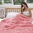 thumbnail image 2 of Comtest Chunky Knit Throw Blanket Chenille, Pink, 87"x103"(California King Size), 2 of 6