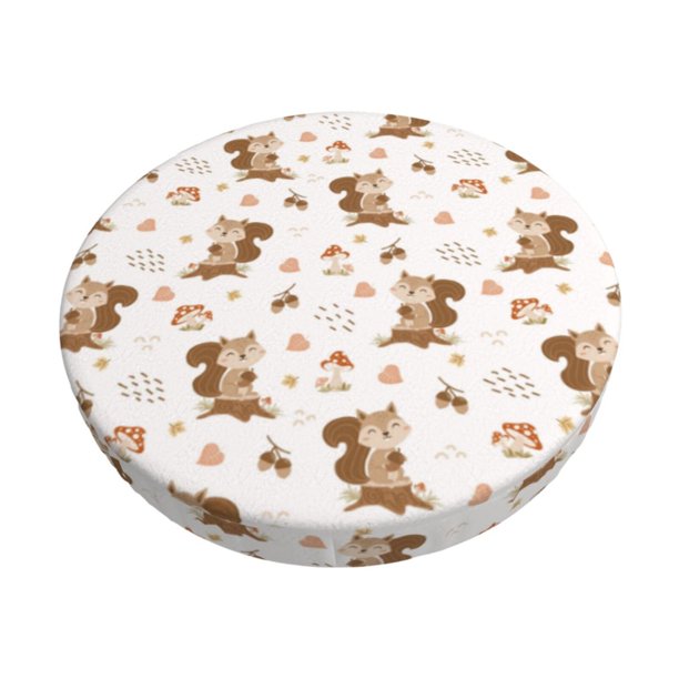 Balery Fall Squirrel Fundas de asiento para taburete de bar redondo de tela de terciopelo ajustables que protegen de arañazos y manchas para sillas de 14 a 17 pulgadas.-13 inch