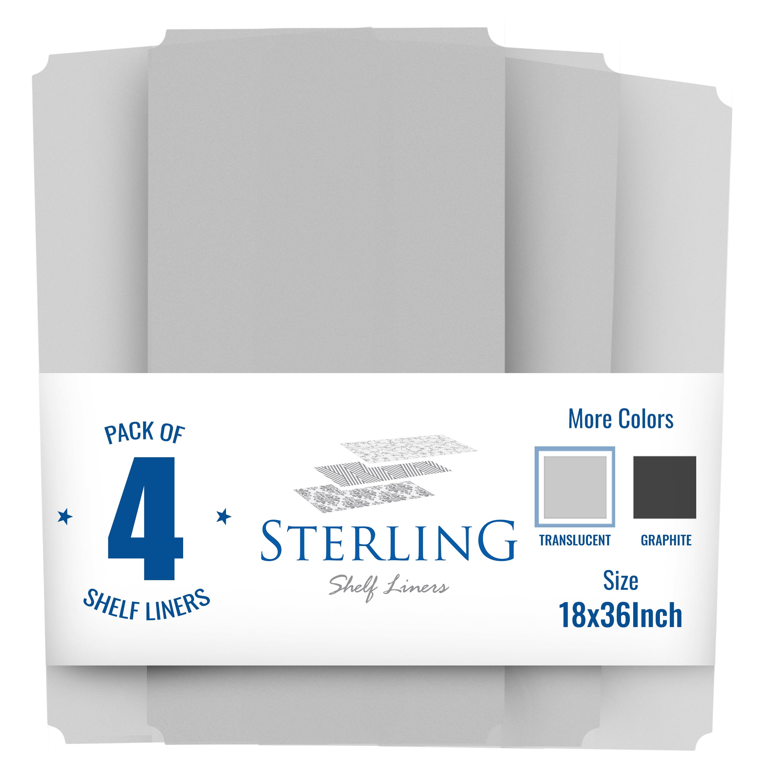 Sterling Shelf Liners for Wire Shelf Set of 4-Graphite (18-Inch-by