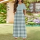 thumbnail image 2 of Girls Summer Sundress Plaid Maxi Dress Short Sleeve Casual Summer Dresses with Pockets Perfect for Parties & Daily Wear ,Sie:150, 2 of 6