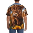 thumbnail image 3 of Fotbe Cloud Sky Sunflower Cow Camisa Estampada de Manga Corta para Hombre, Casual de Verano, Estilo Playero, Sin Arrugas-X-Large, 3 of 5