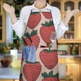 thumbnail image 6 of Red Strawberry Plants Fruit Beige Pattern Apron-Garden Aprons for Women with Pockets-Cotton Linen Waterproof Kitchen Cooking Gardening Aprons Adjustable for Kitchen,Cooking,BBQ and Salon 33x27 Inch, 6 of 7