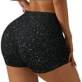 thumbnail image 2 of Naloa Black Glitter Biker Shorts for Women Seamless Scrunch Short Women’s Yoga Shorts for Gym Running Sport Shorts - Large, 2 of 9