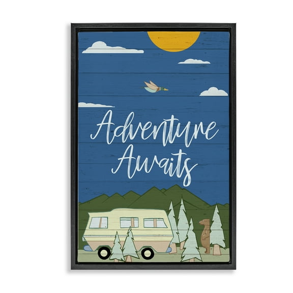 Stupell Industries Adventure Awaits Landscape Landscape Painting Black Floater Framed Art Print Wall Art, 17 x 25