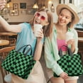 thumbnail image 5 of Canvas Tote Bag for Women with Compartments, Large Cute Green Checkered Teacher Student Shoulder Bag Nurse Purses Crossbody Bags Work Laptop Book Bag Satchels Handbags, 5 of 6