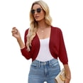 thumbnail image 1 of Women's 3/4 Sleeve Cropped Cardigan Sweater Open Front Short Shrugs Cardigans Lightweight Sweaters, 1 of 5