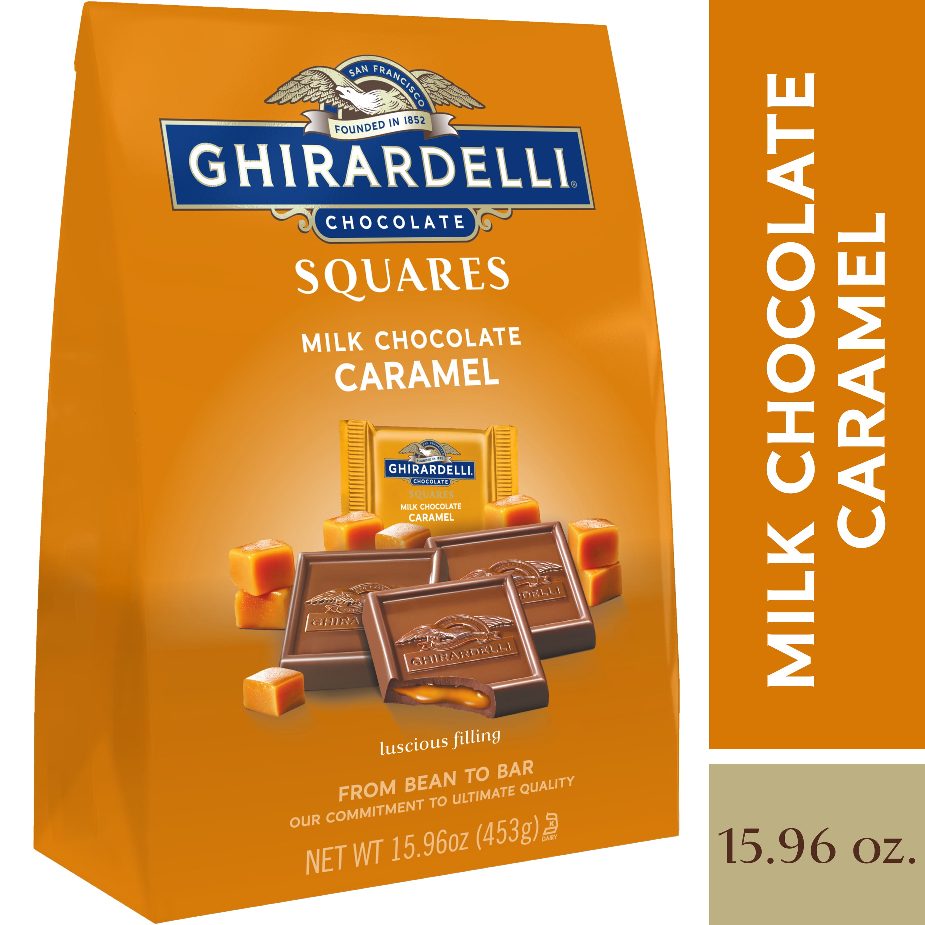 GHIRARDELLI Milk Chocolate Squares with Caramel Filling, 15.96 OZ Bag