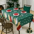 thumbnail image 2 of Christmas Rectangle Tablecloth, Green with Xmas Tree and Snowflake Printing Pattern, Modern Washable Fabric Winter Holiday Table Cover for Dining Room, Party Decor, Xmas Dinner, 60 x 120 Inch, 2 of 6