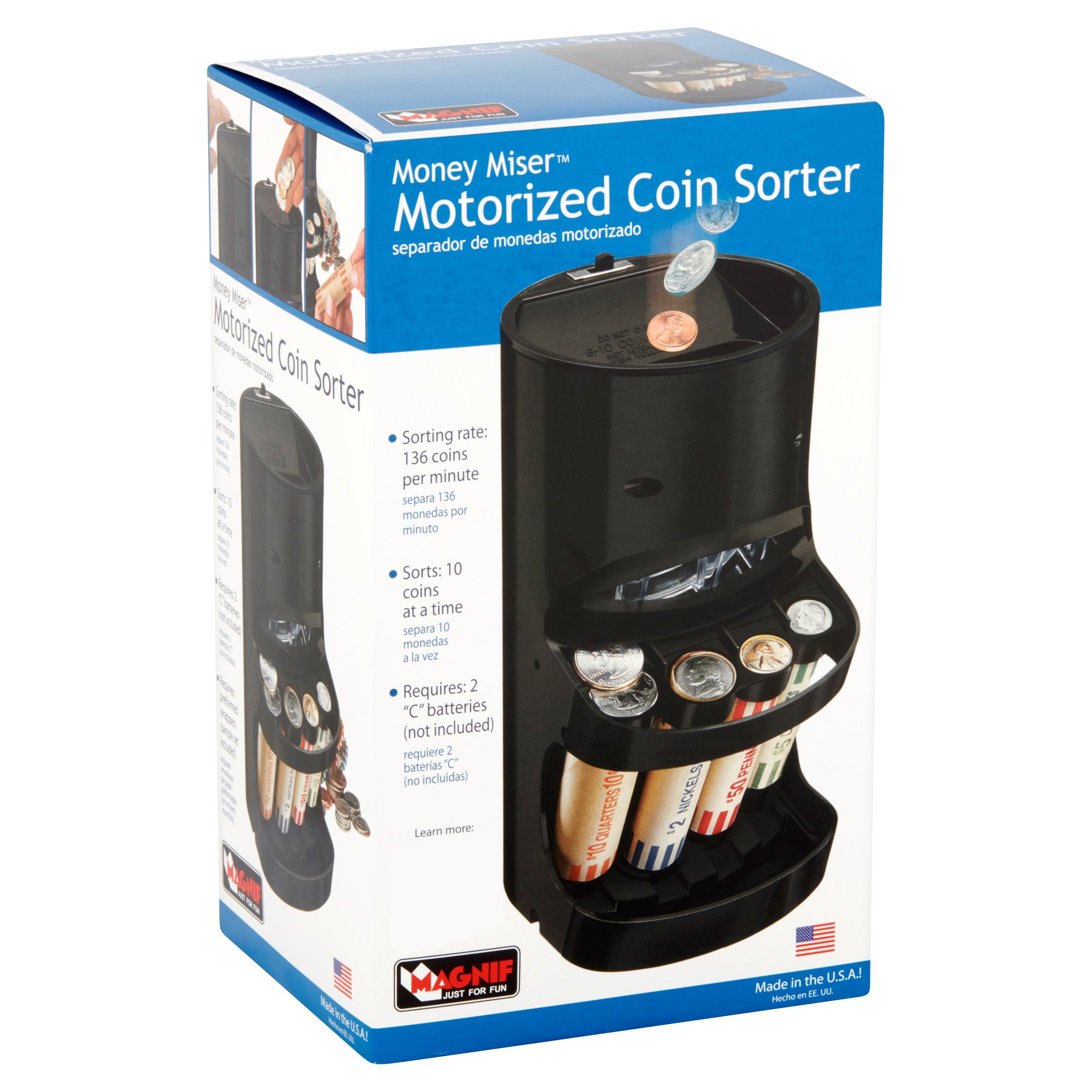 Motorized Coin Sorter Money Counter Machine Change Count Stack Wrapper