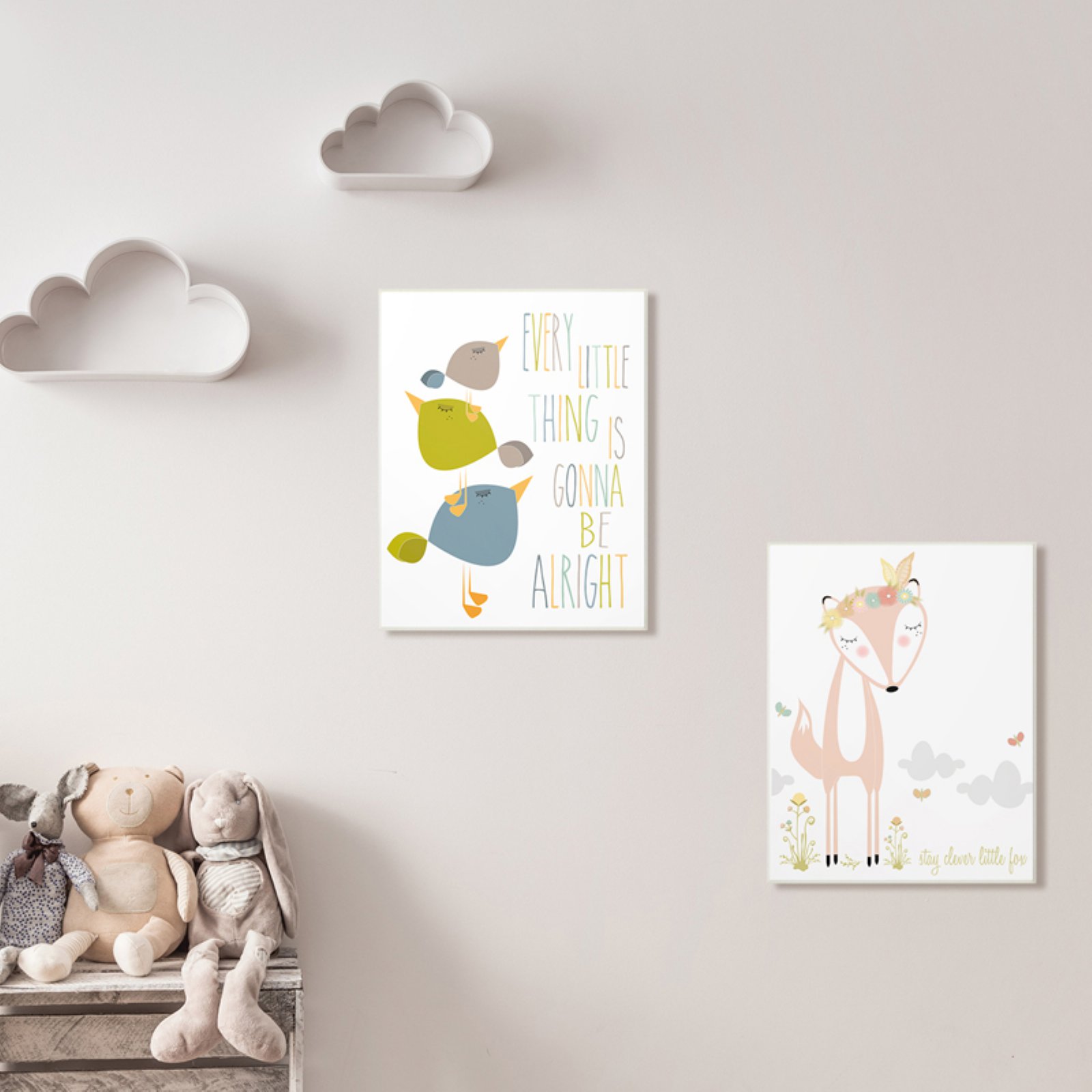The Stupell Home Decor Collection Floral and Feathered Stay Clever Little Fox Wall Art